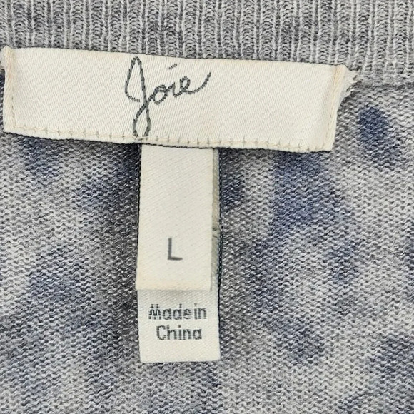 Joie Women's Cheetah Print Pullover Wool Cashmere V-Neck 3/4 Sleeve Sweater SZ L - Picture 5 of 8